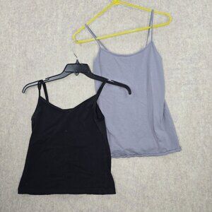 No Boundaries Womens Spaghetti Strap Camisoles Black & Gray L Cotton Blend